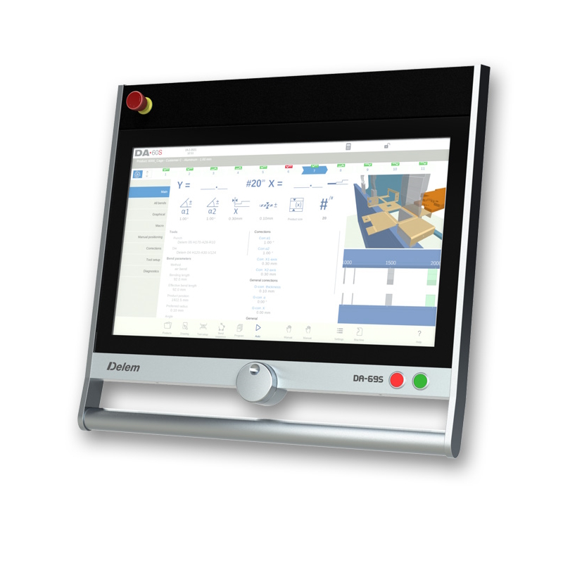 Delem DA-69S control with graphical bending interface